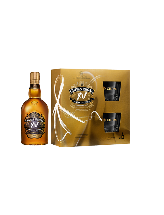 Whisky Chivas Regal XV 15YO 0,7L 40% zestaw z dwoma szklankami w kartonie