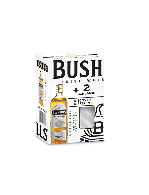 Whiskey Bushmills Original zestaw z dwoma szklankami