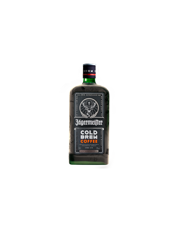 Butelka likieru Jägermeister Cold Brew Coffee w zielonej butelce z czarną etykietą.